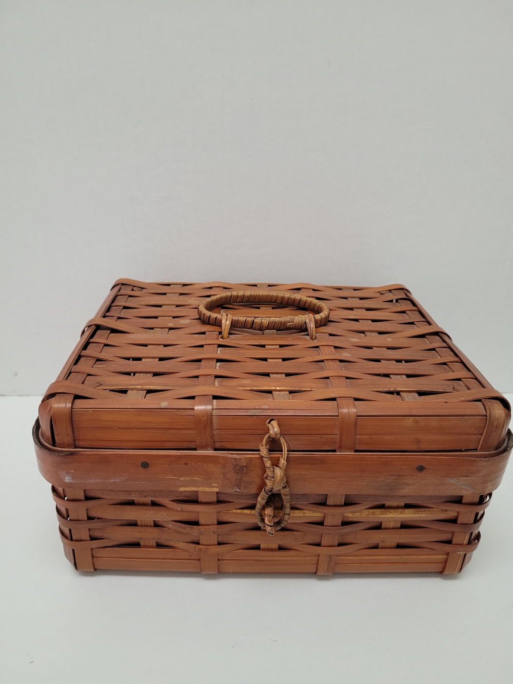 VTG Japanese SKALNY Handwoven Bamboo Sewing/Storage Box With Lid